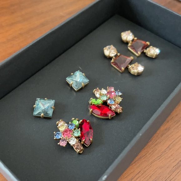 J. Crew Set of 3 Earrings Jewel Clusters - Picture 3 of 5
